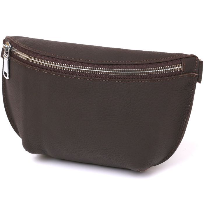 Сумка Shvigel Кожаная матовая бананка Коричневая (16381)