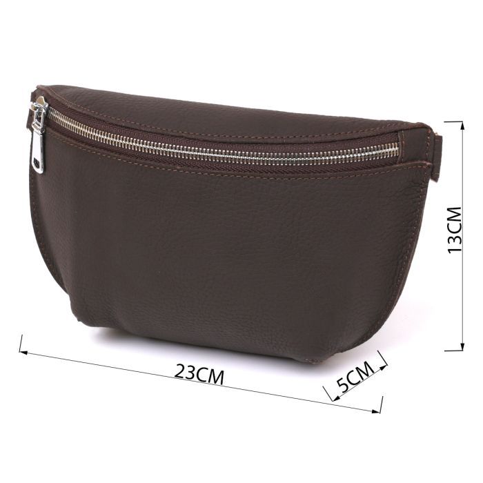 Сумка Shvigel Кожаная матовая бананка Коричневая (16381) изображение 3