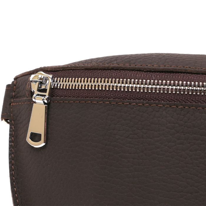 Сумка Shvigel Кожаная матовая бананка Коричневая (16381) изображение 7