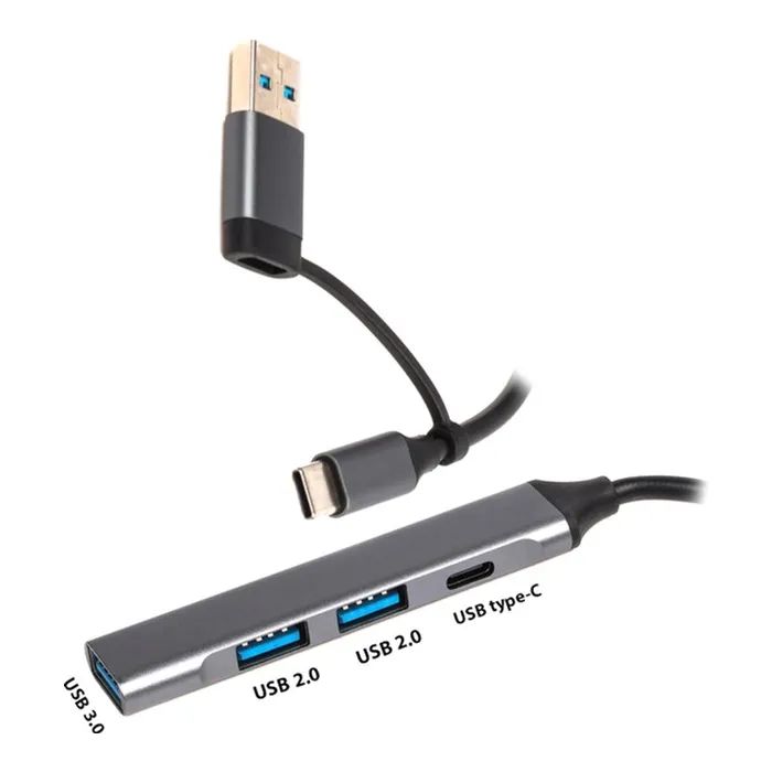 Концентратор Dynamode USB Type-C + USB-A to 1хUSB-C 3.0 1хUSB-A 3.0 2xUSB-A 2.0 dark grey (DM-UH-314AC) изображение 5