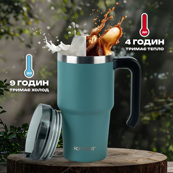 Термокружка Kite з ручкою 600 мл чорна (K24-1207-1) изображение 9