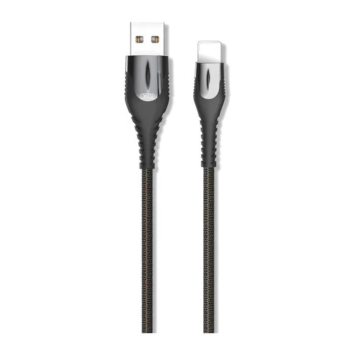 Дата кабель USB 2.0 AM to Lightning 1.0m 2A zinc alloy black XO (NB138-L-1-BK)