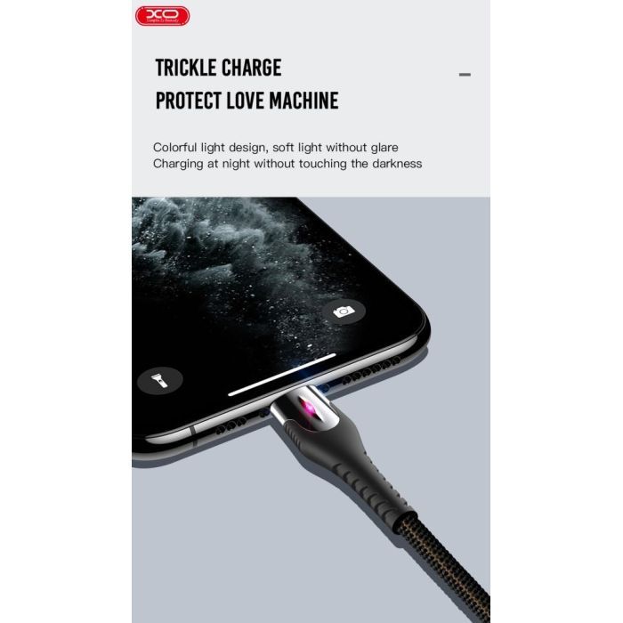 Дата кабель USB 2.0 AM to Lightning 1.0m 2A zinc alloy black XO (NB138-L-1-BK) изображение 4