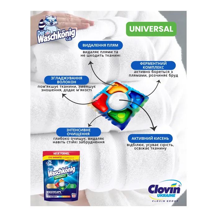 Капсулы для стирки Waschkonig Universal Пятиятикамерные 32 шт. (4260418935622) изображение 2