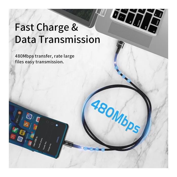 Дата кабель USB 2.0 AM to USB-C 2.0m 100W black Essager (EXC7A-CGA01-P) изображение 3