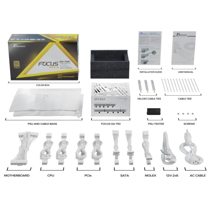 Блок живлення Seasonic 750W FOCUSGX-750-ATX31-WHT (FOCUS-GX-750-ATX31-WHITE) зображення 11
