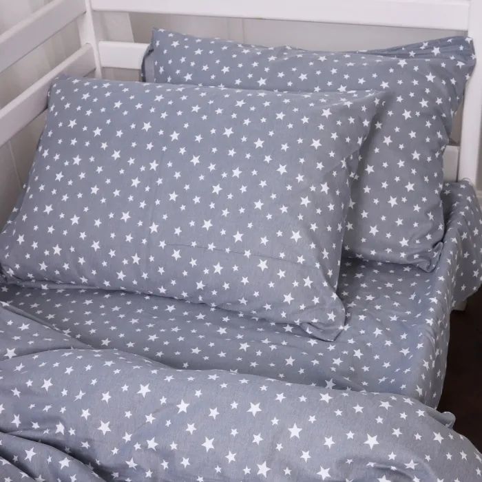 Постельное белье MirSon 012 Grey Stars Фланель 160х220 Полуторный Евро (2200009653094) изображение 3
