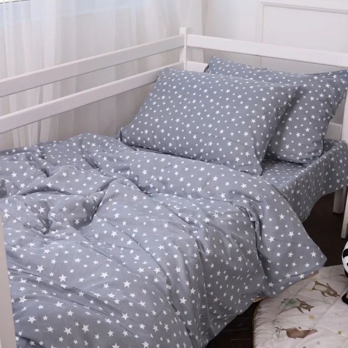 Постельное белье MirSon 012 Grey Stars Фланель 160х220 Полуторный Евро (2200009653094) изображение 4