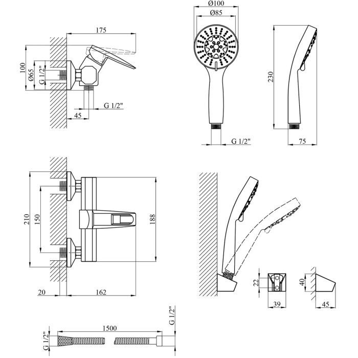Душовий гарнітур Kroner Kante-C050 (CV023583) зображення 6
