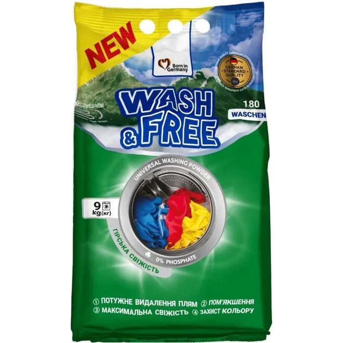 Стиральный порошок Wash&Free Universal Горная свежесть 9 кг (4823128004929)