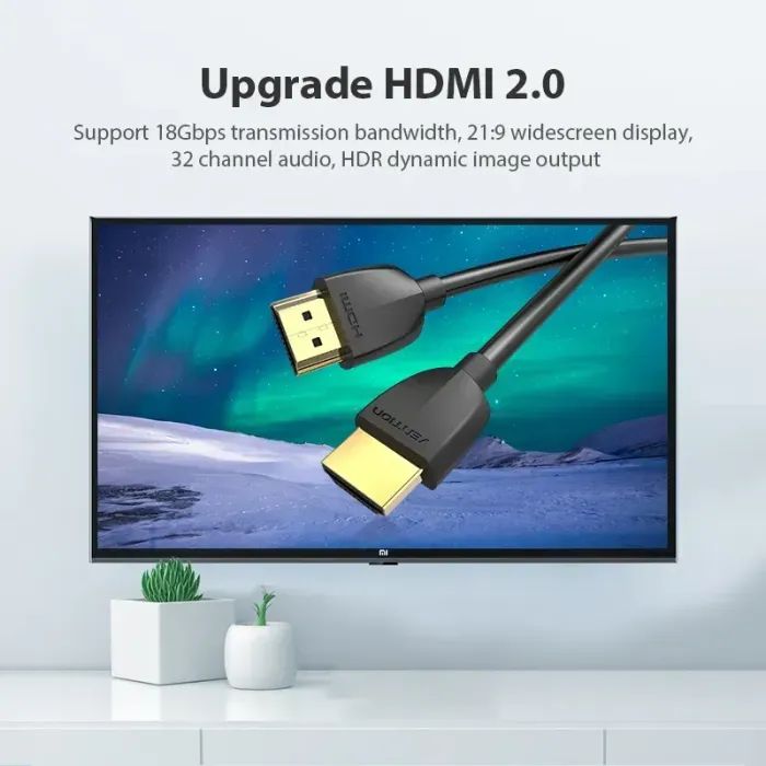 Кабель мультимедийный HDMI M to HDMI M 0.5m 4K60Hz black Vention (AAIBD) изображение 6