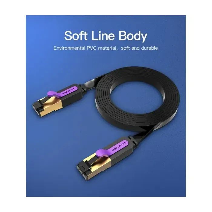 Патч-корд 3м, FTP cat 7 RJ-45 black Vention (ICABI) изображение 2
