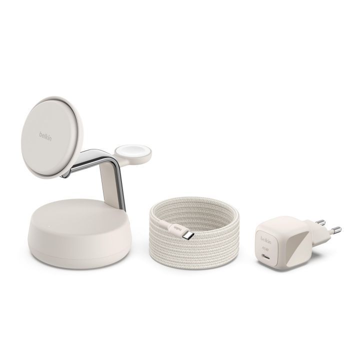 Зарядное устройство Belkin UltraCharge Pro Wireless 3-in-1 25W sand (WIZ040KQSD) изображение 2