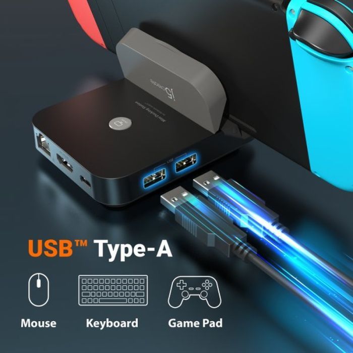 Порт-реплікатор J5create Dock-Station Nintendo Switch (HDMI/PD/USB-A/USB-C/LAN) (JCD620-N) зображення 8