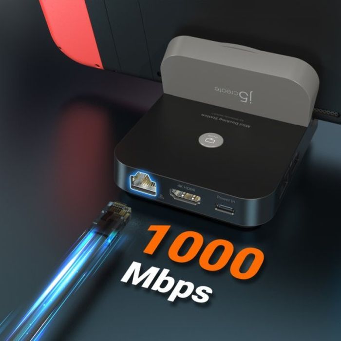 Порт-реплікатор J5create Dock-Station Nintendo Switch (HDMI/PD/USB-A/USB-C/LAN) (JCD620-N) зображення 9