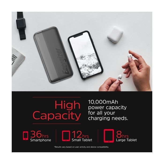 Батарея універсальна Energizer 10000mAh 15W, USB-А, 2*USB-C, Black (UE10050CC) зображення 5