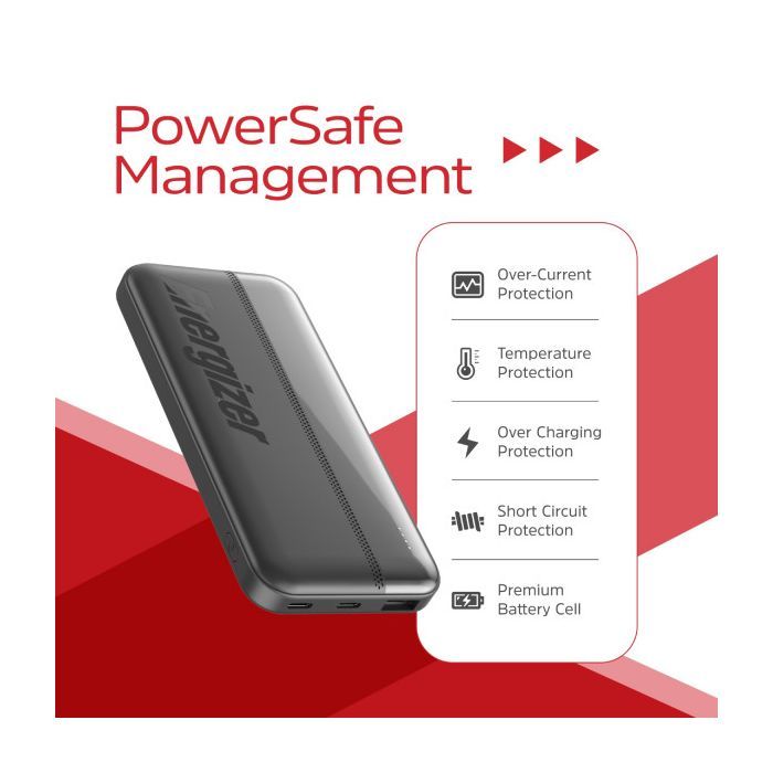 Батарея універсальна Energizer 10000mAh 15W, USB-А, 2*USB-C, Black (UE10050CC) зображення 9