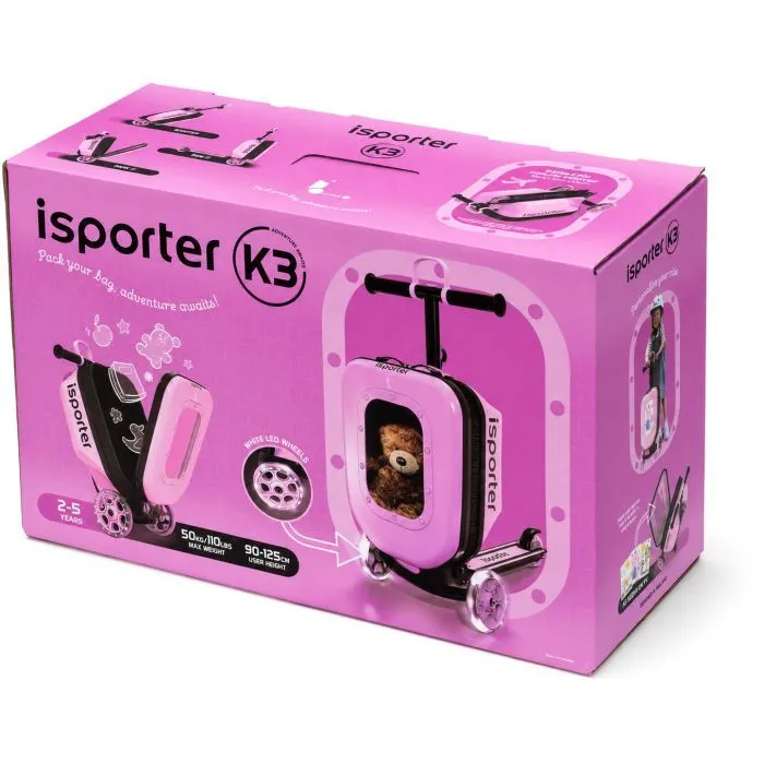 Самокат iSporter Travel 2в1 з валізою рожевий (K3_Pink) зображення 12