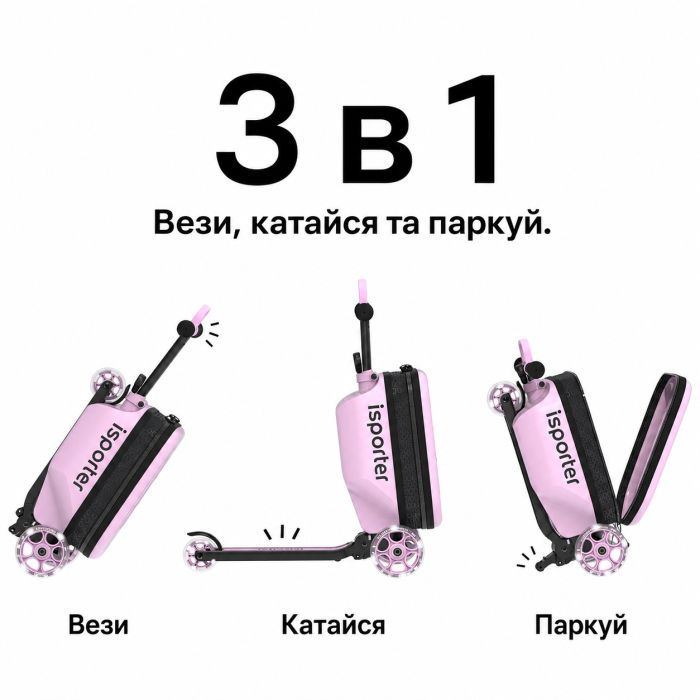 Самокат iSporter Travel 2в1 з валізою м'ятний (K3_Mint) зображення 3