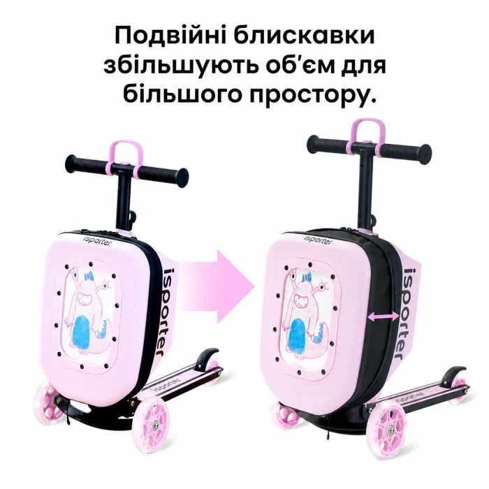 Самокат iSporter Travel 2в1 з валізою рожевий (K3_Pink) зображення 4