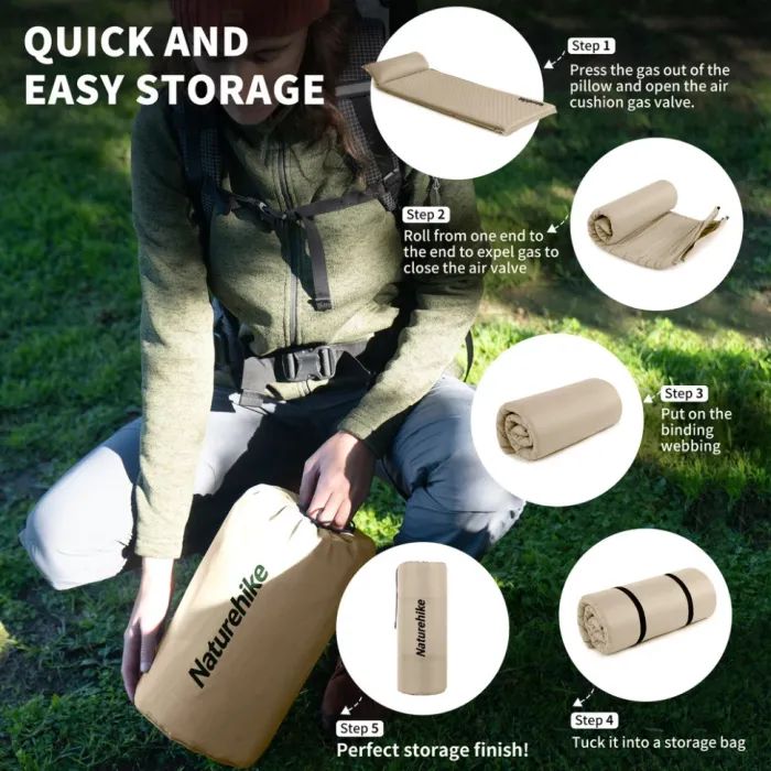 Туристический коврик Naturehike CNK2450WS020, самонадувний, 200х63х10 см, темно-зелений (6927595712733) изображение 5