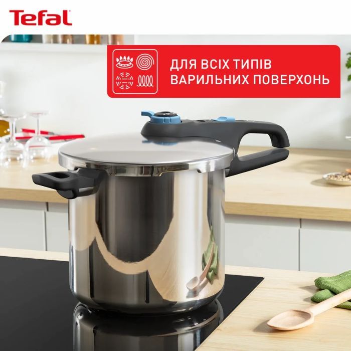 Каструля Tefal Secure Trendy Скороварка з паровим кошиком 8л (P2584401) зображення 9