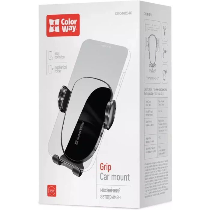 Универсальный автодержатель ColorWay Grip Holder Black (CW-CHMH20-BK) изображение 5