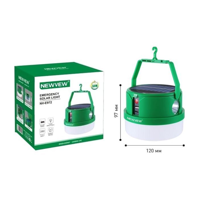 Фонарь NEWVEW NV-E972 50W Solar Panel 2400mAh Green (NWVW-NV-E972-GN) изображение 4
