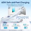 Дата кабель USB-C to USB-C 1.0m 60W aluminum alloy white Vention (TRDWF) изображение 5
