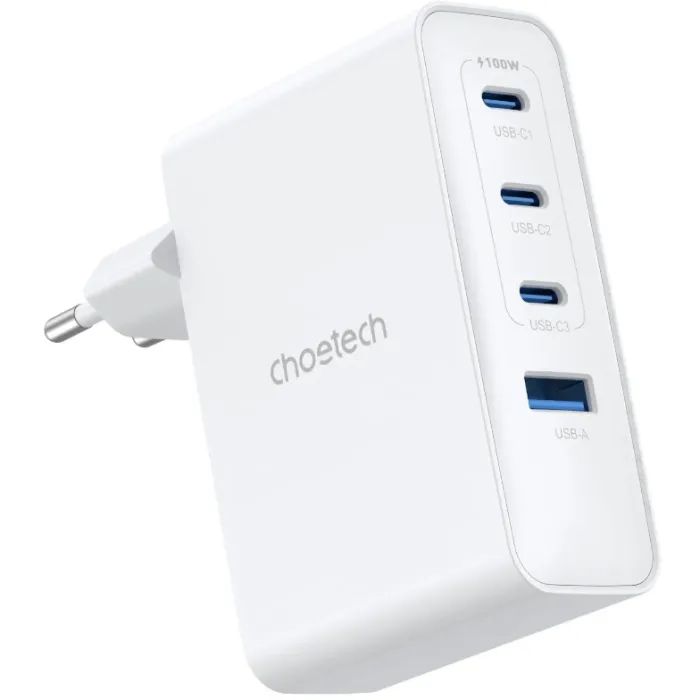 Зарядное устройство Choetech 3xUSB-C + 1xUSB PD100W GaN (PD9002) изображение 2