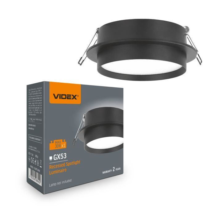 Светильник Videx під лампу GX53 врізний Круглий Чорний (VL-SPF33R-B)