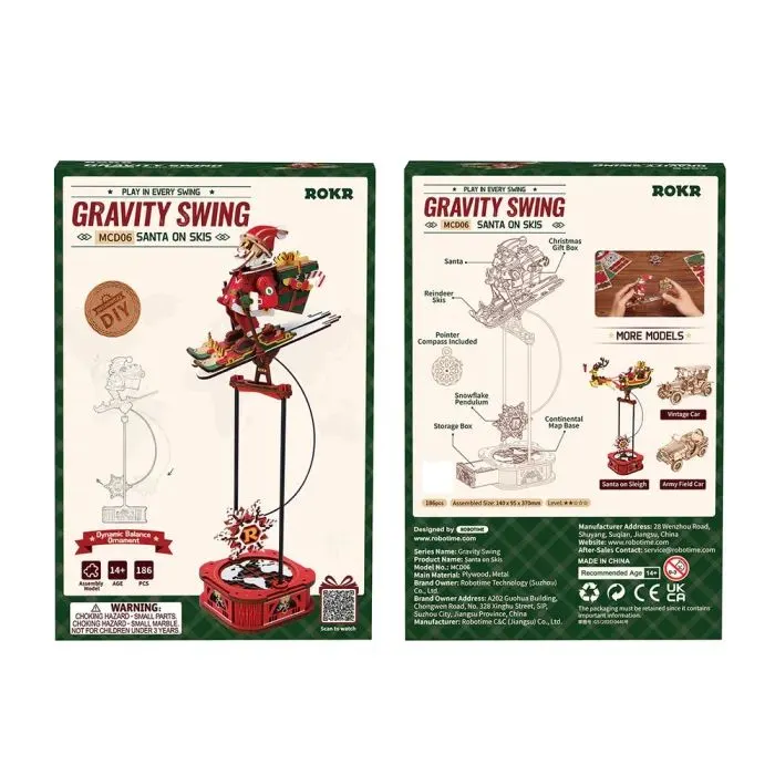 Конструктор Robotime Rokr 3D Санта на лижах (MCD06) изображение 3