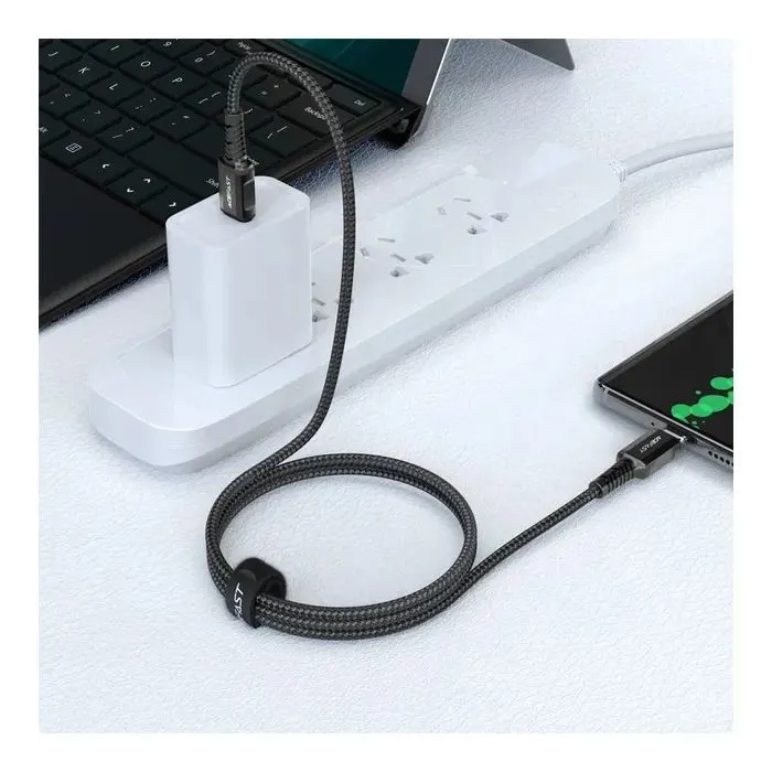Дата кабель USB-C to USB-C 1.2m 3A nylon black Acefast (6974316280521) изображение 5