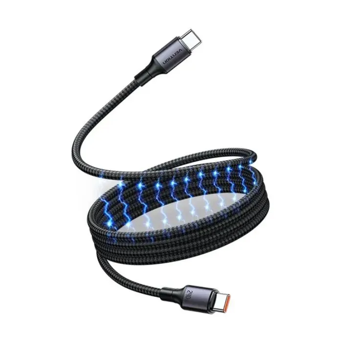 Дата кабель USB-C to USB-C 1.0m 5A magnetic aluminum alloy black Vention (TSABF)
