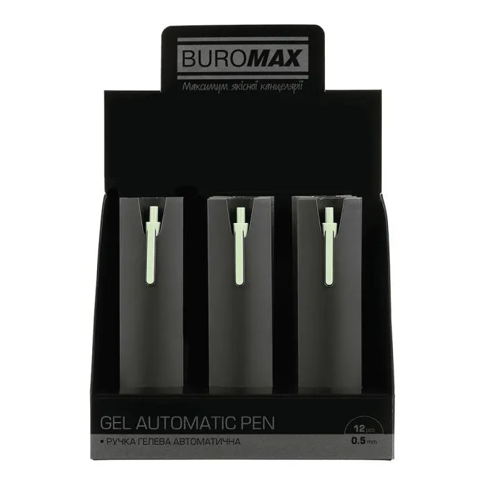 Ручка гелева Buromax автоматична SILK, 0,5 мм, сині чорнила, салатова (BM.83100-15) зображення 5