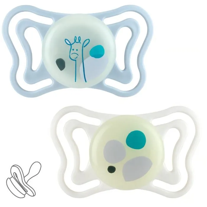 Пустышка Chicco Physio Light силіконова від 2 до 6 місяців 2шт. (люмінесцентна) (71088.41)