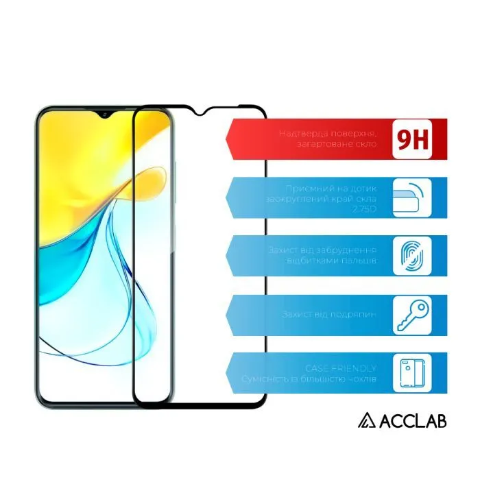 Скло захисне ACCLAB Full Glue ZTE Blade V50 Design Black (1283126620683) зображення 3