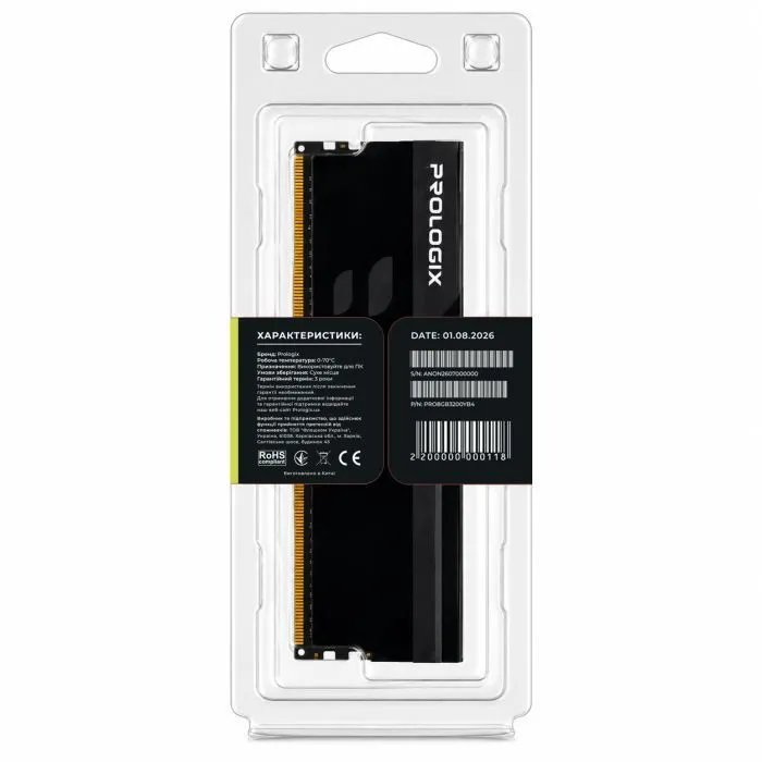 Модуль памяти для компьютера DDR4 8GB 3200 MHz Onyx Black Prologix (PRO8GB3200YB4) изображение 5