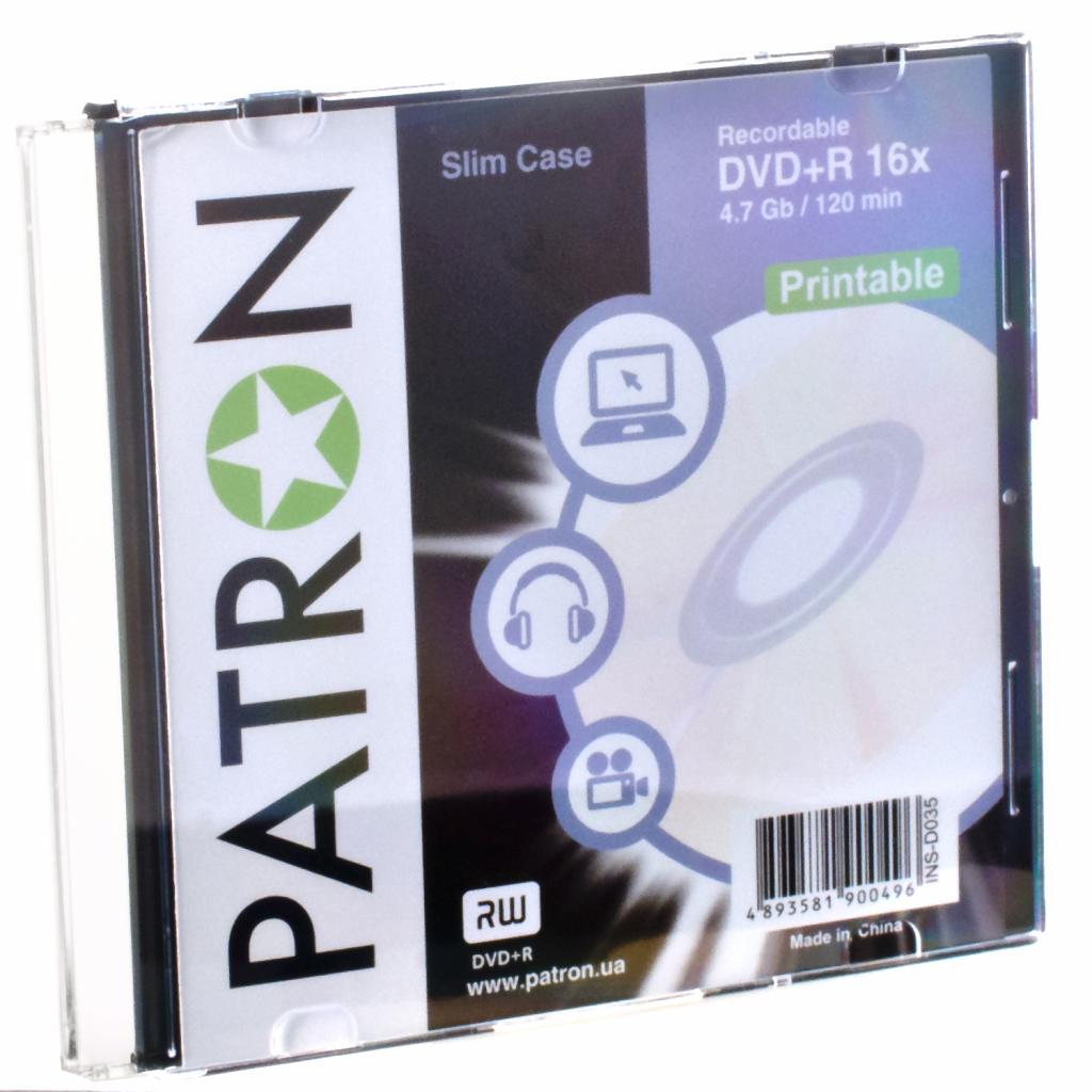 Диск DVD Patron 4.7Gb 16x SLIM box 10шт PRINTABLE (INS-D035)