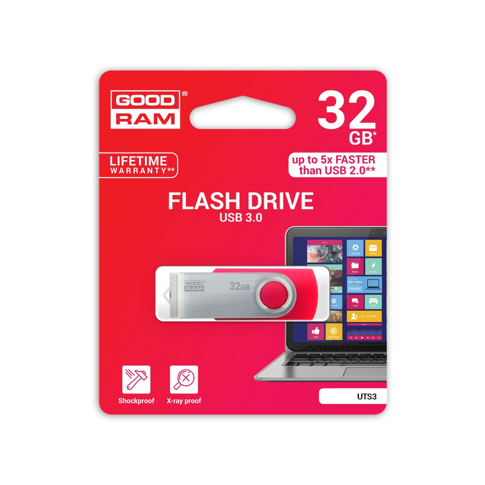 USB флеш накопитель Goodram 32GB UTS3 Twister Red USB 3.0 (UTS3-0320R0R11) изображение 2