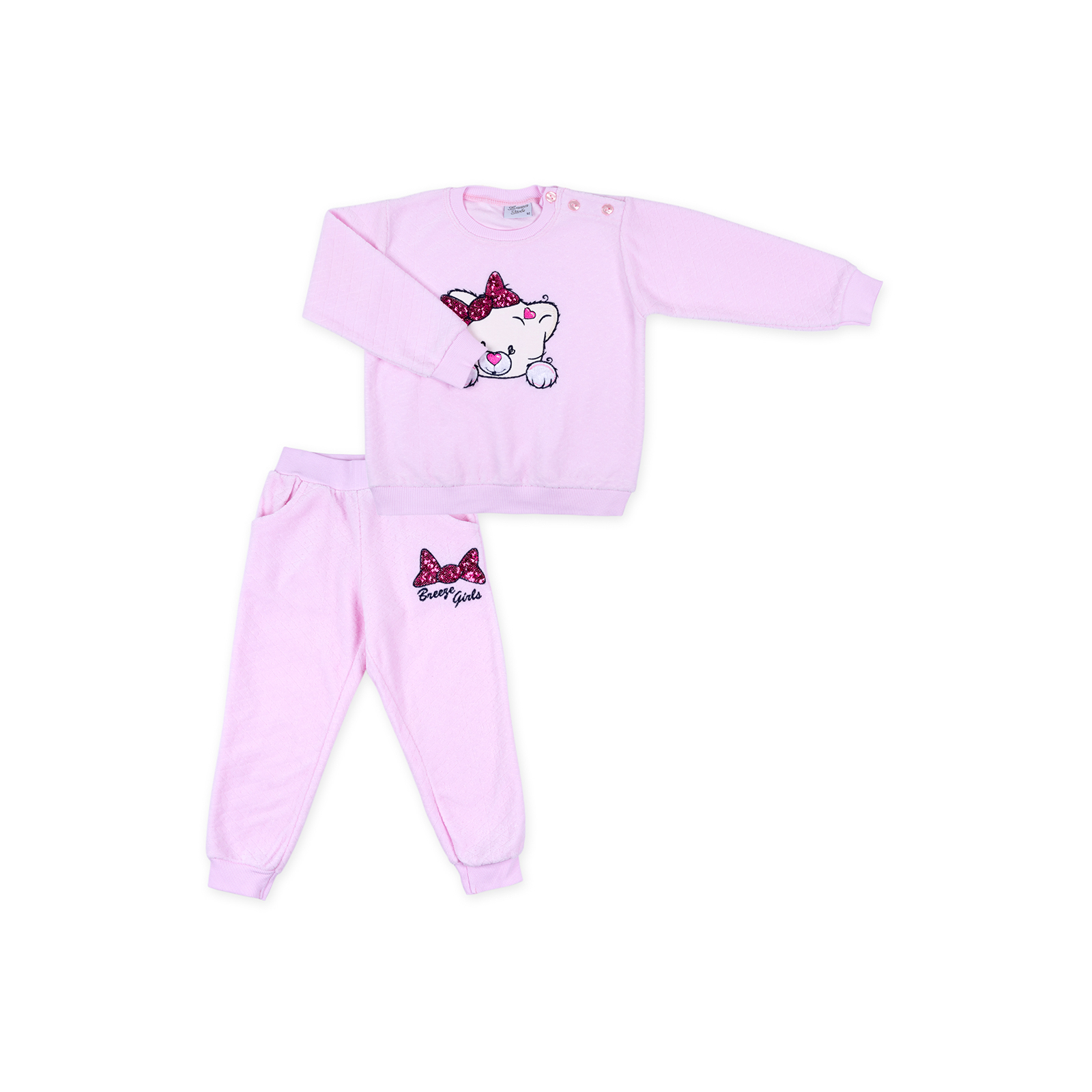 Набор детской одежды Breeze кофта с брюками с котиком и бантиком (8371-92G-pink)