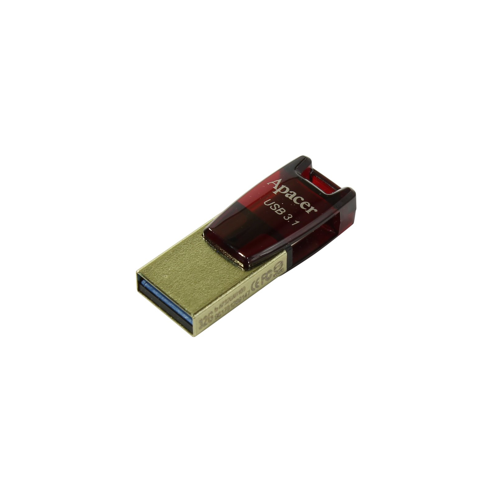 USB флеш накопитель Apacer 16GB AH180 Red USB 3.1 (AP16GAH180R-1) изображение 2