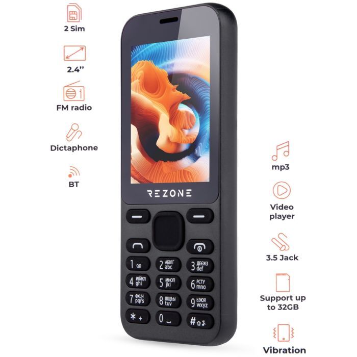 Мобільний телефон Rezone A240 Experience Black зображення 2
