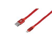 Дата кабель USB 2.0 AM to Lightning 1.0m Fur red 2E (2E-CCLAC-RED) зображення 2
