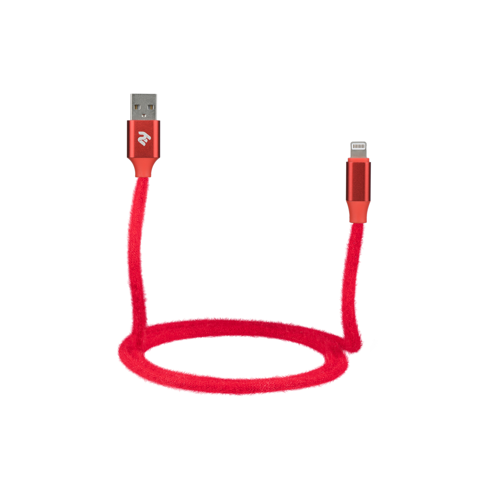 Дата кабель USB 2.0 AM to Lightning 1.0m Fur red 2E (2E-CCLAC-RED) изображение 4