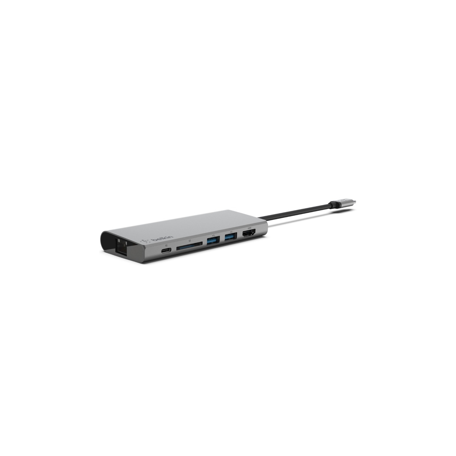 Концентратор Belkin USB-C PD, Travel Hub, USB-C, 2/USB 3.0, HDMI,Gigabit, SPACE (F4U092BTSGY) зображення 4