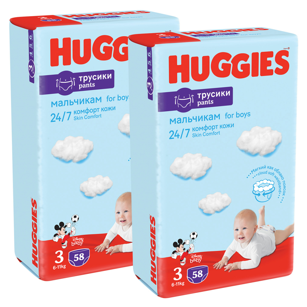 Подгузники Huggies Pants 3 Mega (6-11кг) для мальчиков 58 шт (5029053547473) изображение 2