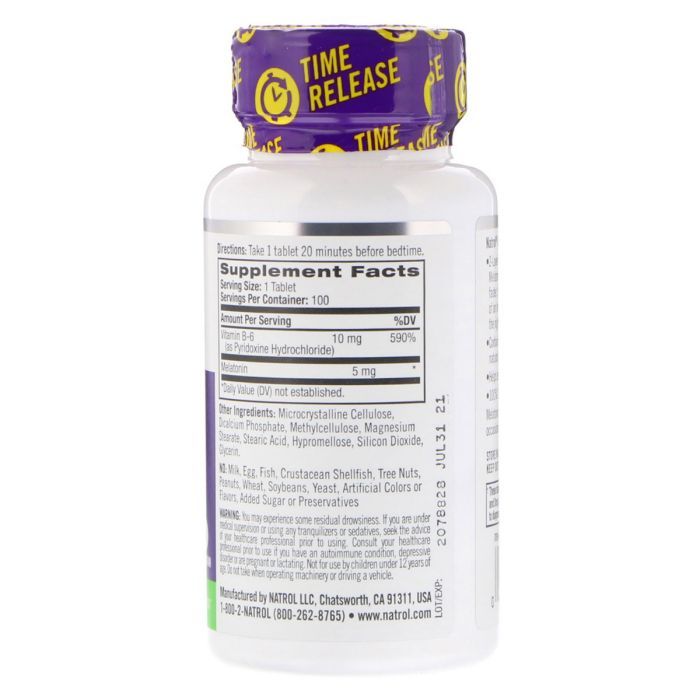 Амінокислота Natrol Мелатонін Підвищеною Сили Дії 5 мг, Melatonin, 100 таблі (NTL-04837) зображення 2