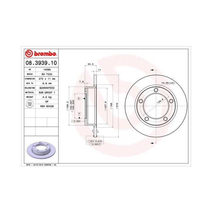Гальмівний диск Brembo 08.3939.10