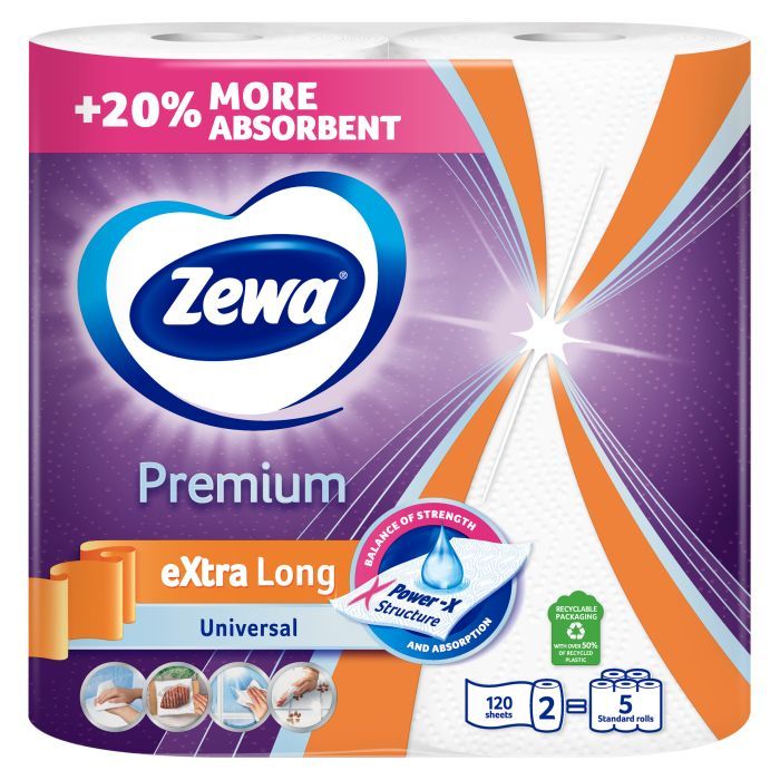 Бумажные полотенца Zewa Extra Long 2 слоя 2 рулона (7322541192932) изображение 2